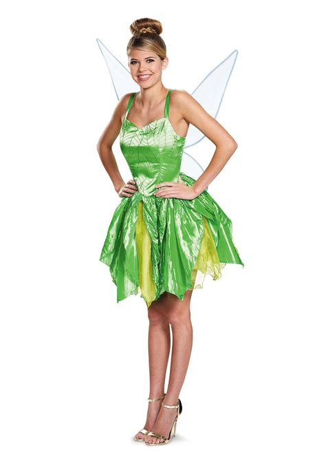 We have adorable Tinker Bell costumes for kids and a Sexy Tinker Bell Pixie costume that includes a metallic green mini dress with jagged hems, gold rope belt and gold fairy dust bag. . Tinkerbell costume adult